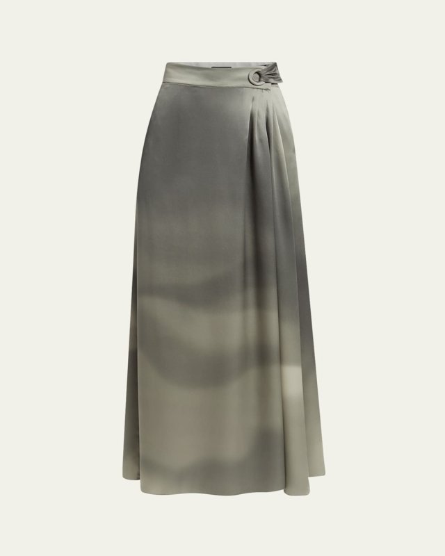 Ombre Silk Maxi Wrap Skirt